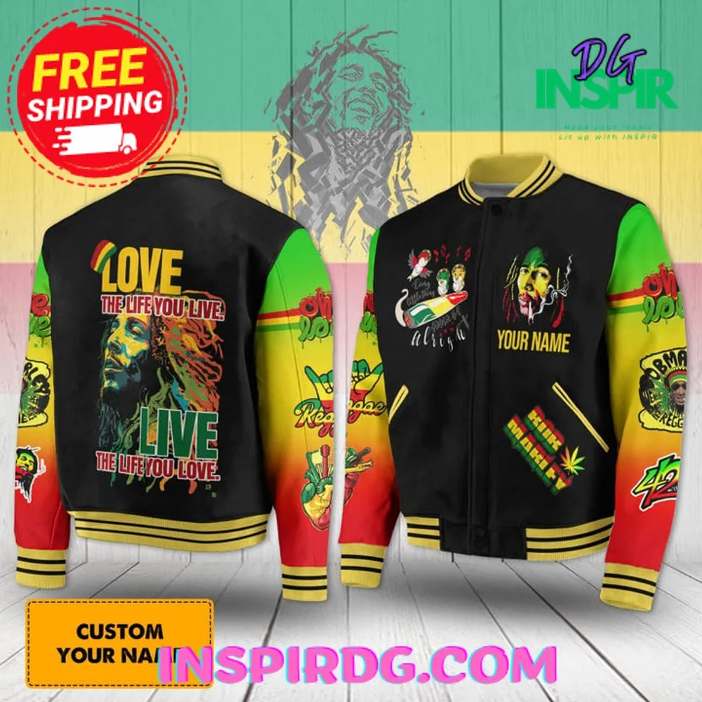 -The Bob Marley “Love The Life You Live” Baseball Jacket