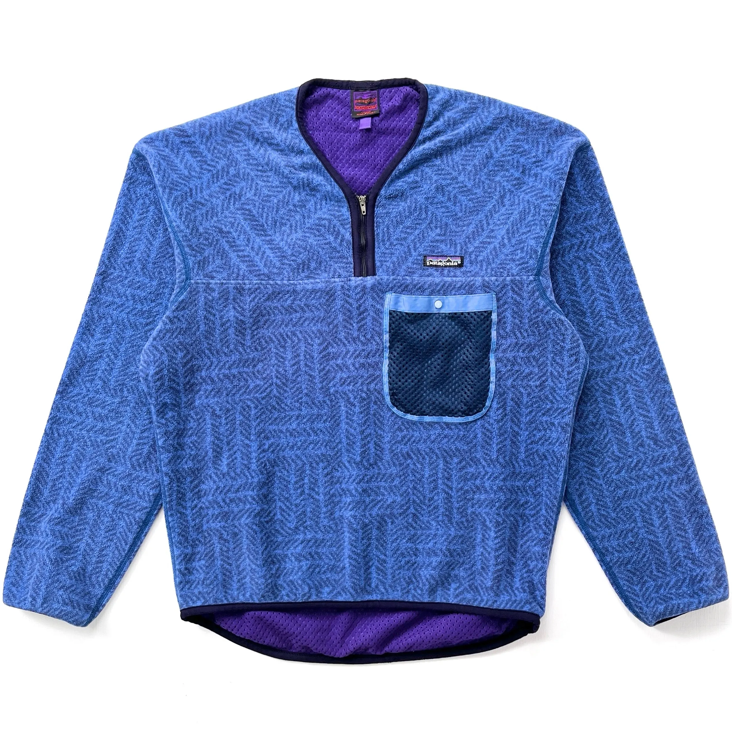 1991 Patagonia Lightweight Fleece Paddling Pullover, Treads (S/M)