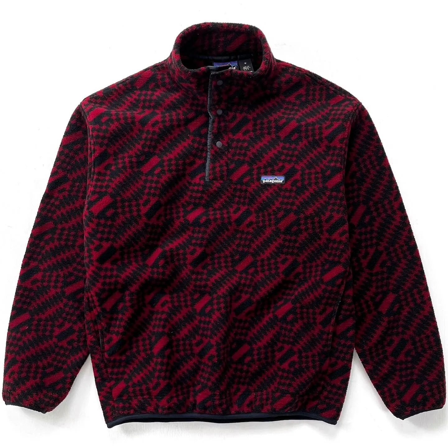 1998 Patagonia Printed Synchilla Snap-T, P’op: Black & Red (M)