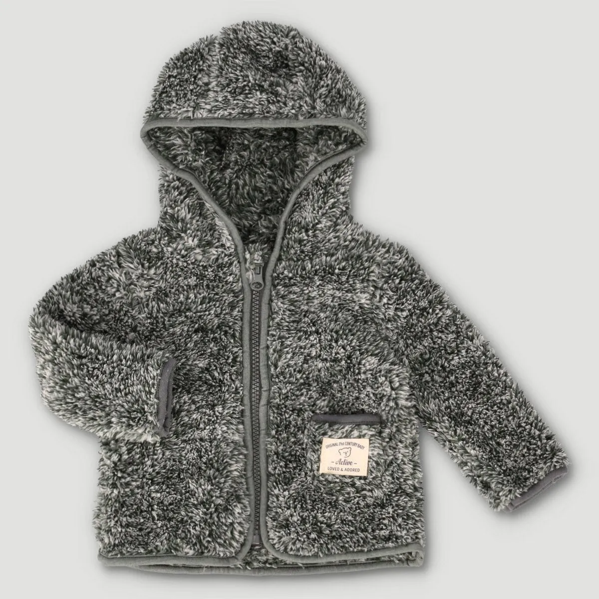 2 Tone Shaggy Fleece Jacket - Charcoal