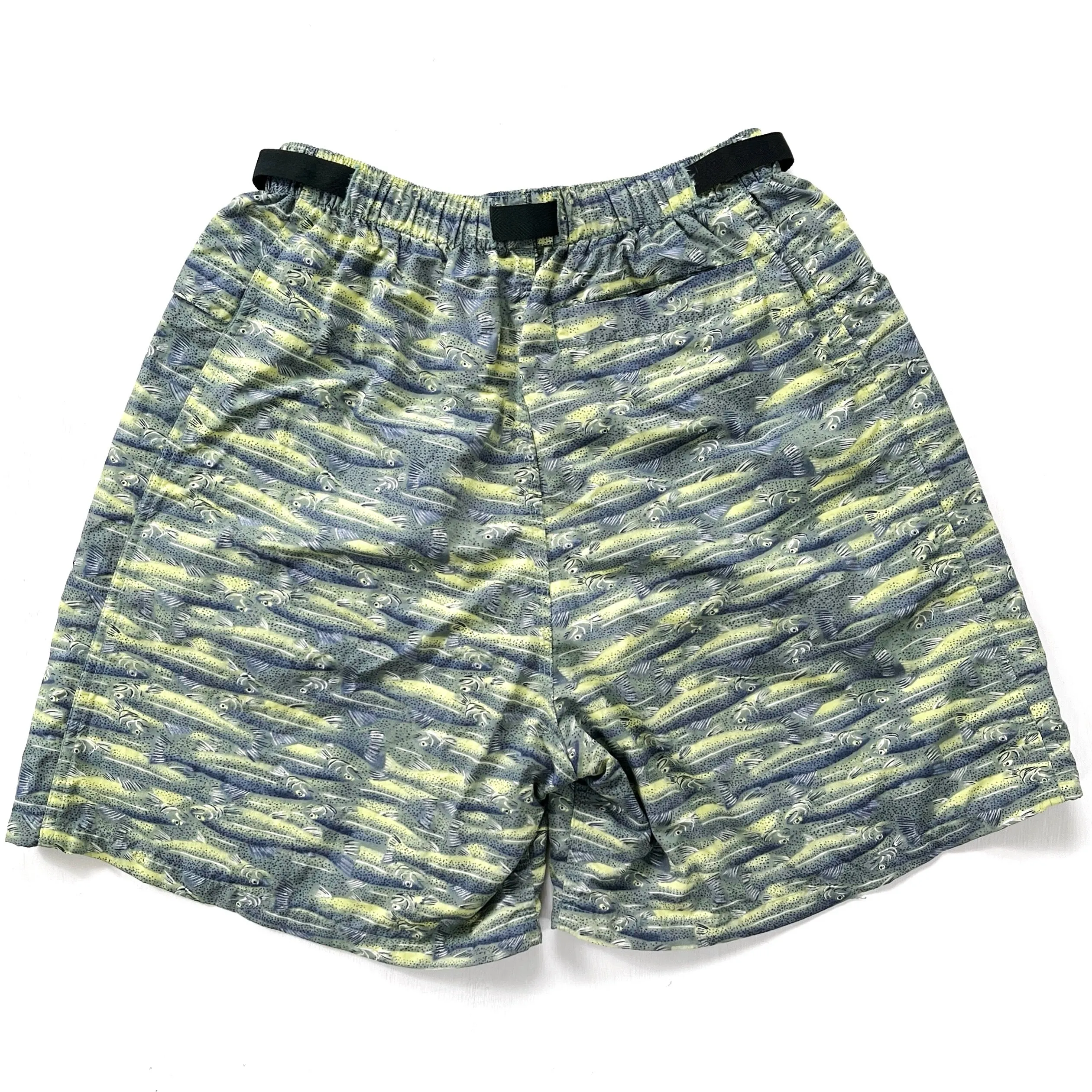 2002 Patagonia 5.5” Printed Nylon River Shorts, School of Trout (M)