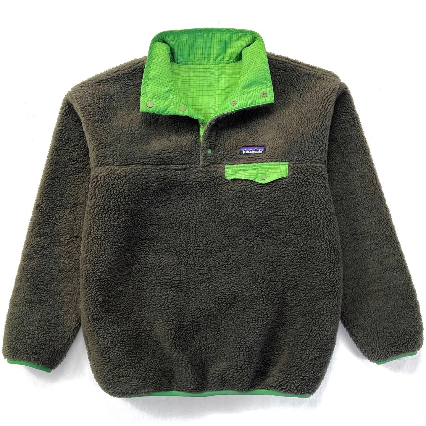 2007 Patagonia Reversible Deep Pile Snap-T, Loden & Vine (S)