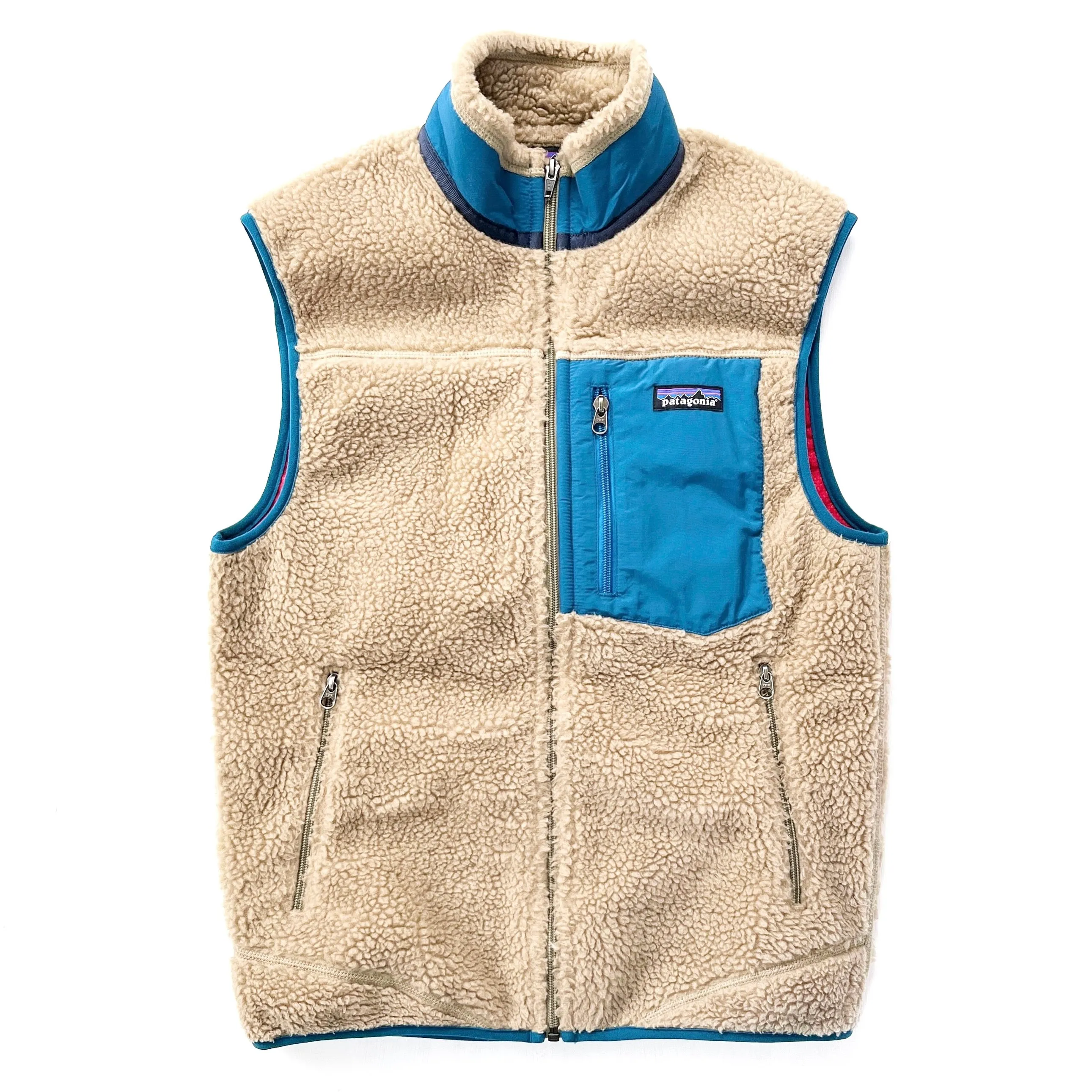 2015 Patagonia Classic Retro-X Fleece Vest, Ash Tan & Blue (S)