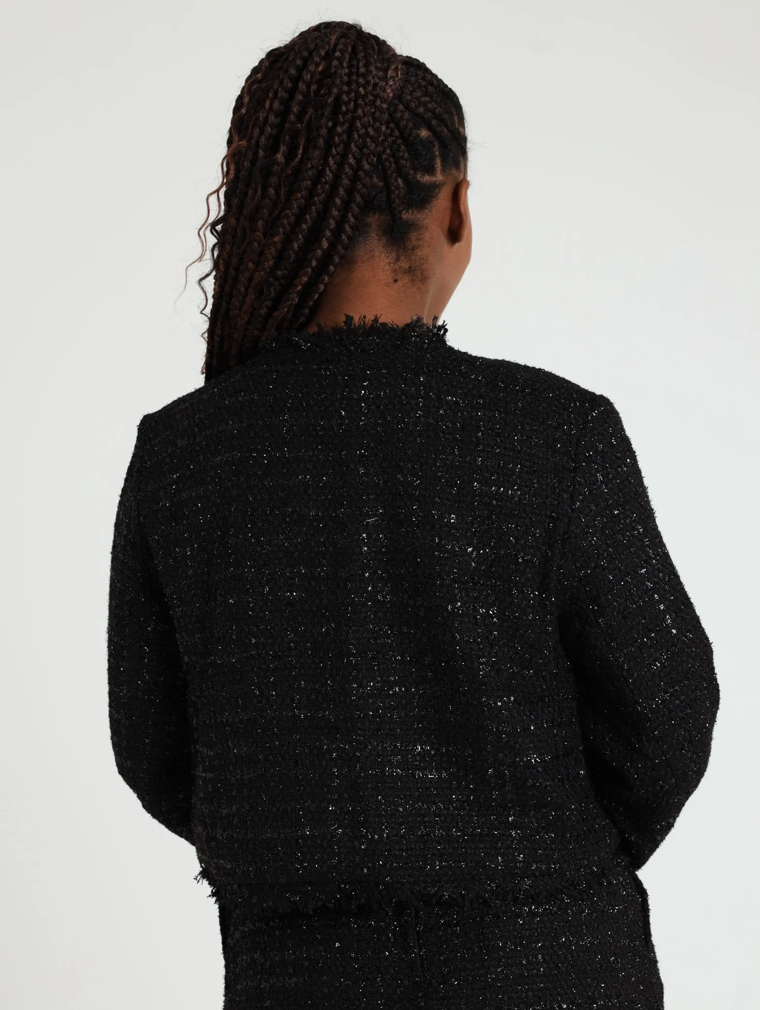 4 Pocket Sparkle Tweed Jacket - Black