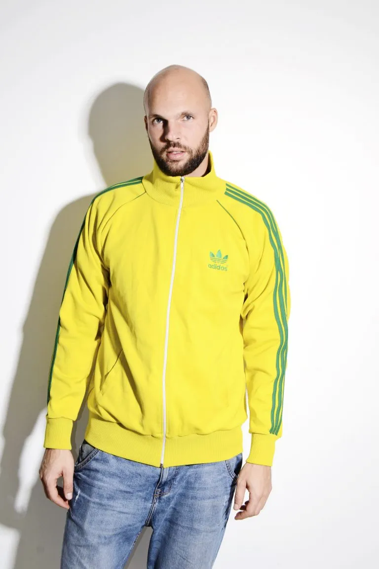 Adidas Originals sport jacket for men in yellow & green colour