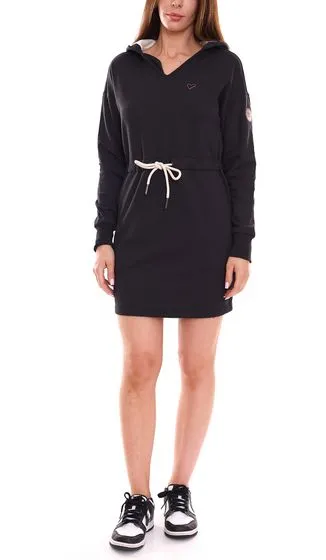 ALIFE AND KICKIN Scarla Damen Mini-Kleid Pullover-Kleid Langarm-Kleid mit Kapuze Sweat-Kleid 56627421 Schwarz