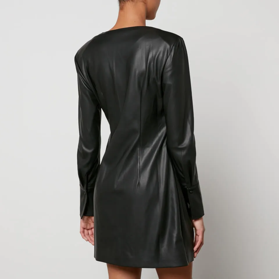 Anine Bing Joey Faux Leather Mini Wrap Dress - XS | Coggles