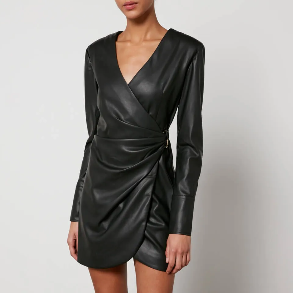 Anine Bing Joey Faux Leather Mini Wrap Dress - XS | Coggles