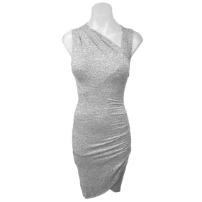 Aritzia Izadora Gray Asymmetric Sleeveless Faux Wrap Bodycon Mini Dress Size XXS