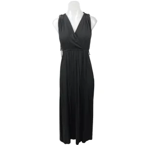 Asos Design Black Faux Wrap V-Neck Sleeveless Elastic Waist Midi Maxi Dress Sz 4