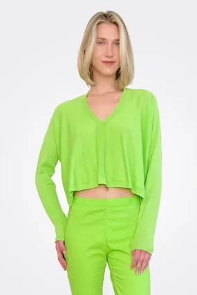 Asymmetric Knit Pullover - Lime