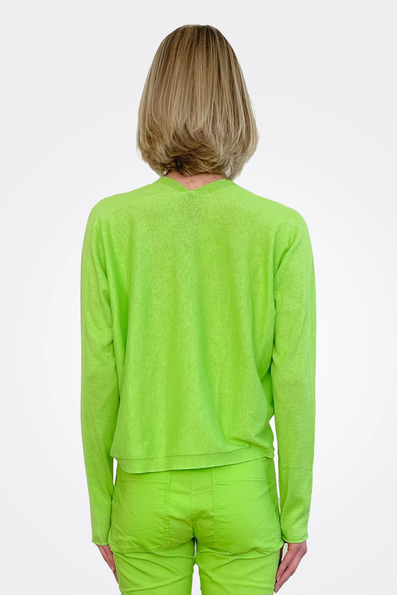 Asymmetric Knit Pullover - Lime