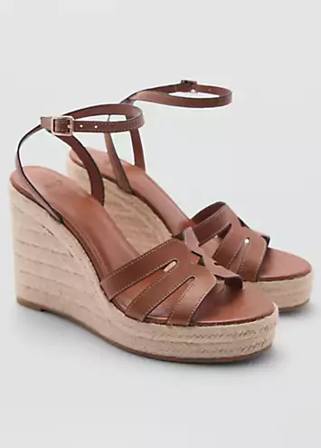 Aurora Tan Wedge Sandals by Mango | Look Again