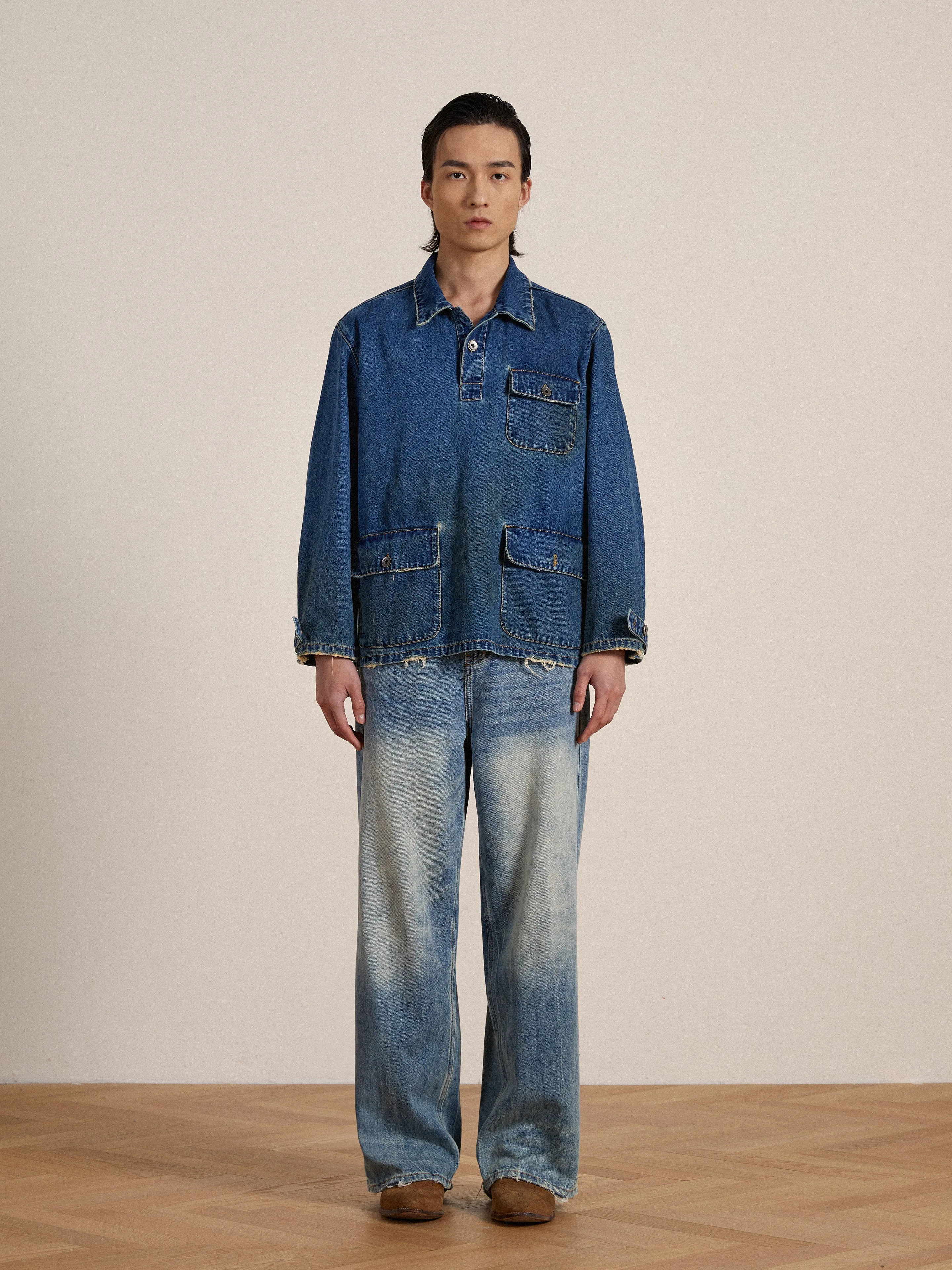 Azin Denim Pullover Work Shirt