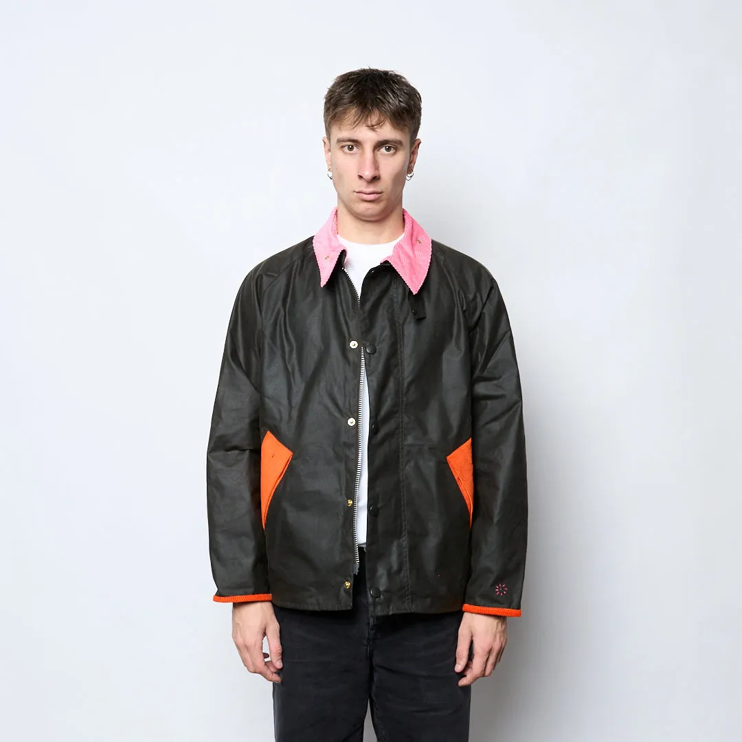 Barbour x Flower Mountain - Mountain OS Transport Wax Jacket (Olive/Fuchsia)