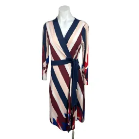 BCBGMAXAZRIA Multicolor Isabella Striped Asymmetrical Long Sleeve Wrap Dress S