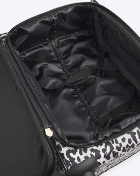 Beige leopard print suitcase