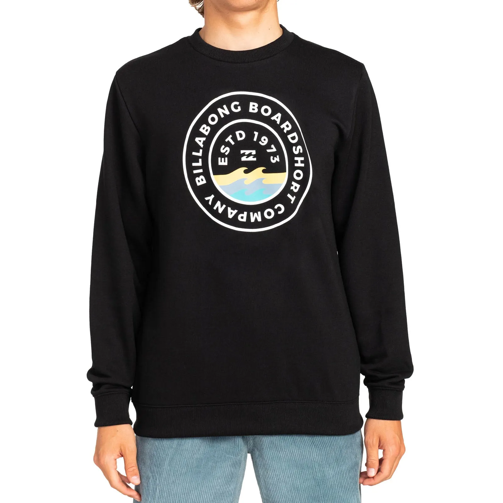 Billabong Mens Walled Crew Neck Pullover Sweatshirt - Black