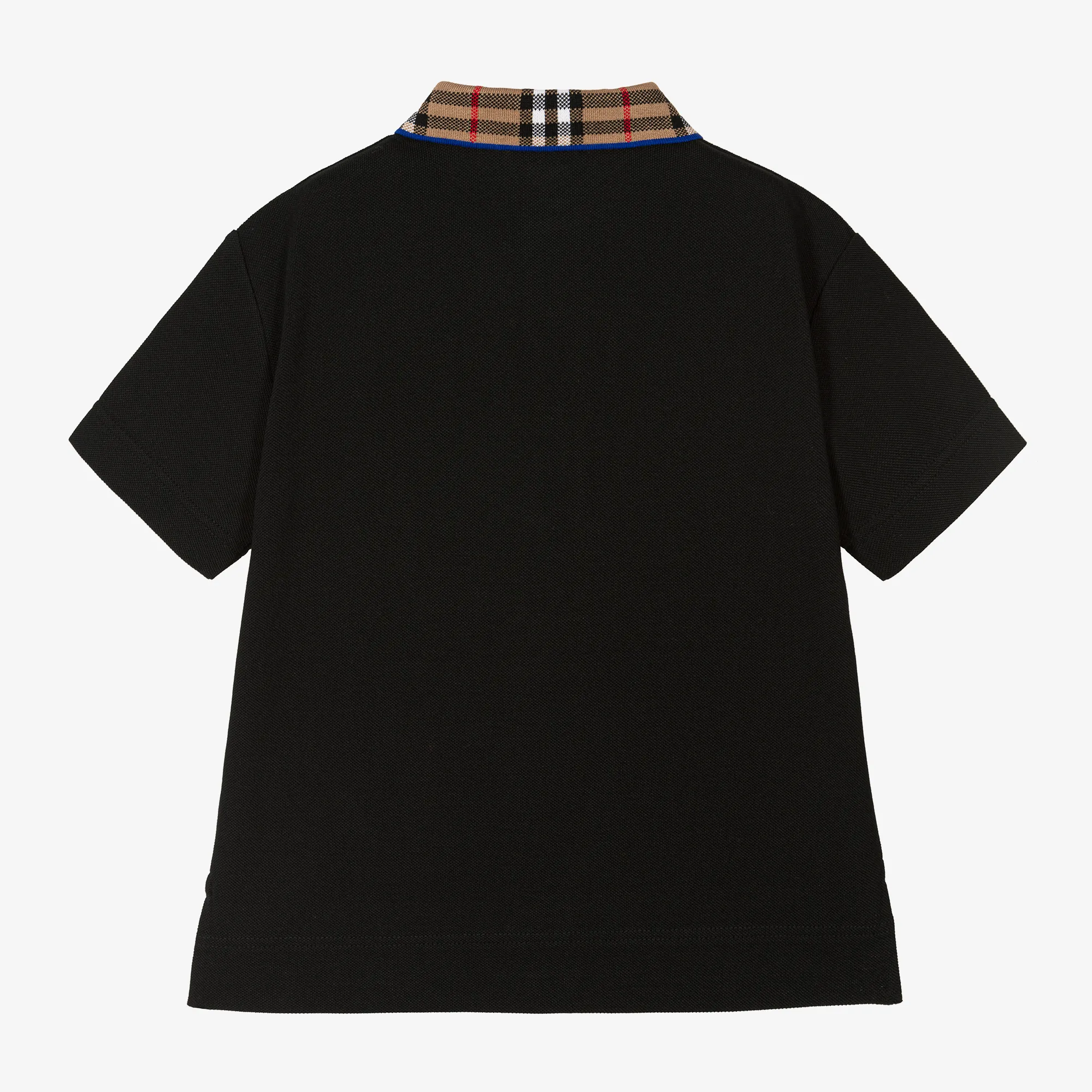 Boys Black Check Polo Shirt