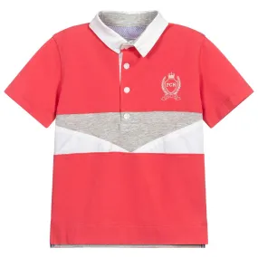 Boys Red Cotton Polo Shirt