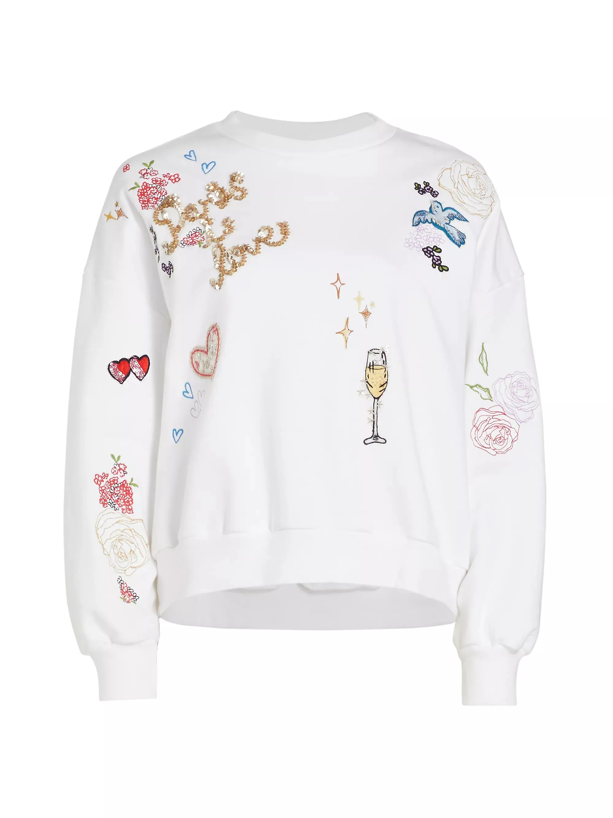 Brandy Daydream Doodles Embroidered Pullover - White Multi