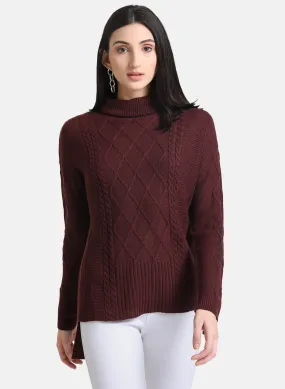 Cable Knit High Neck Pullover