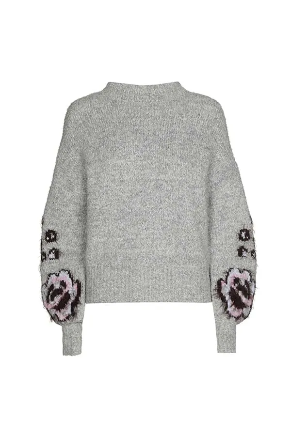 Caroline Biss GREY SLEEVE EFFECT COSY PULLOVER