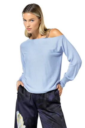 Caroline Biss LIGHT BLUE LOOSE CHAIN STRAP PULLOVER