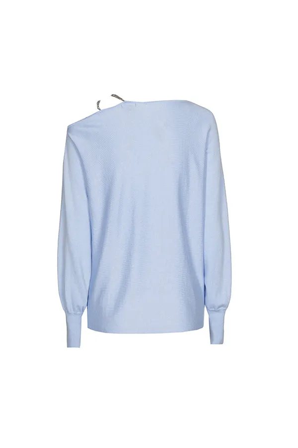 Caroline Biss LIGHT BLUE LOOSE CHAIN STRAP PULLOVER