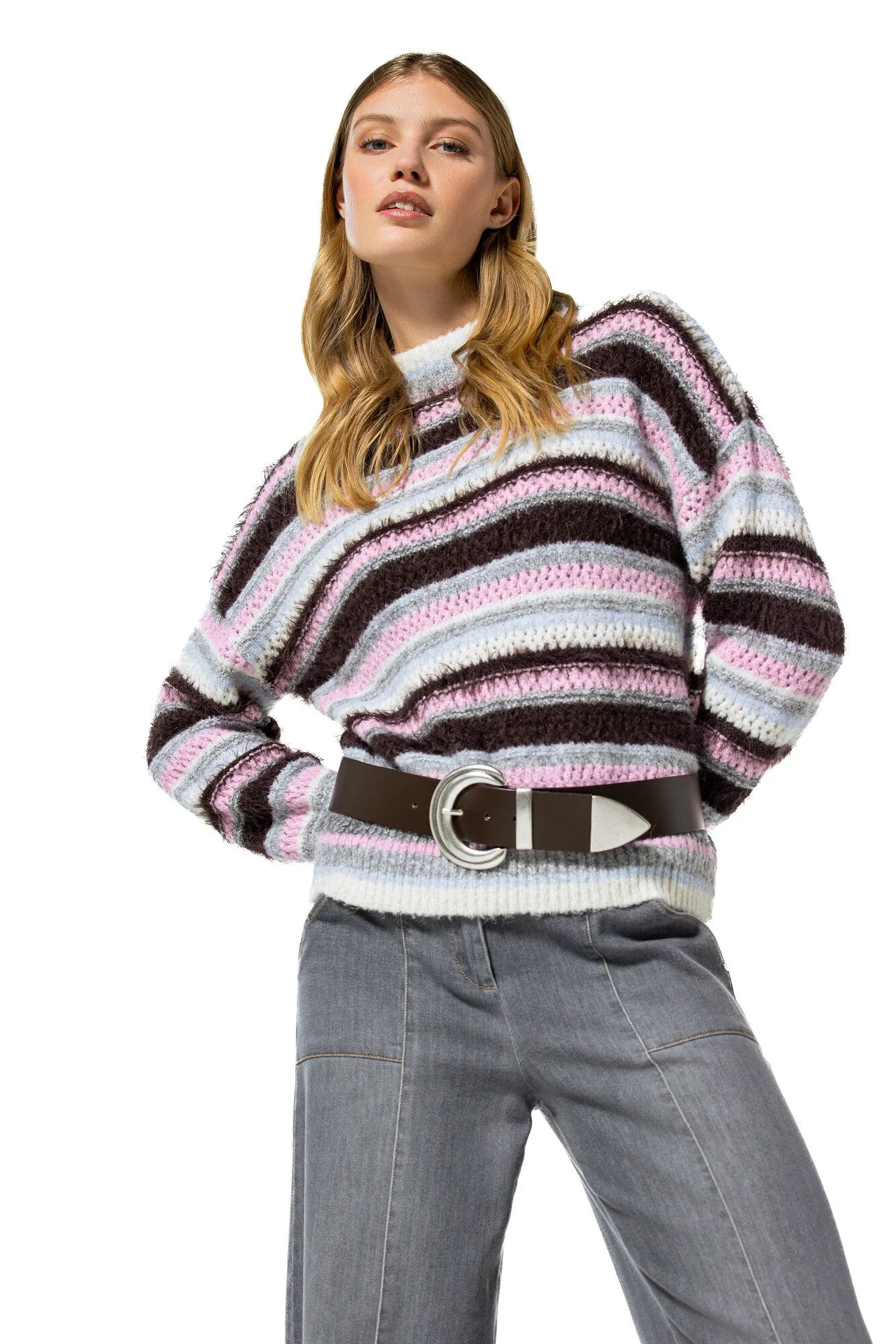 Caroline Biss MULTICOLOR STRIPED PULLOVER