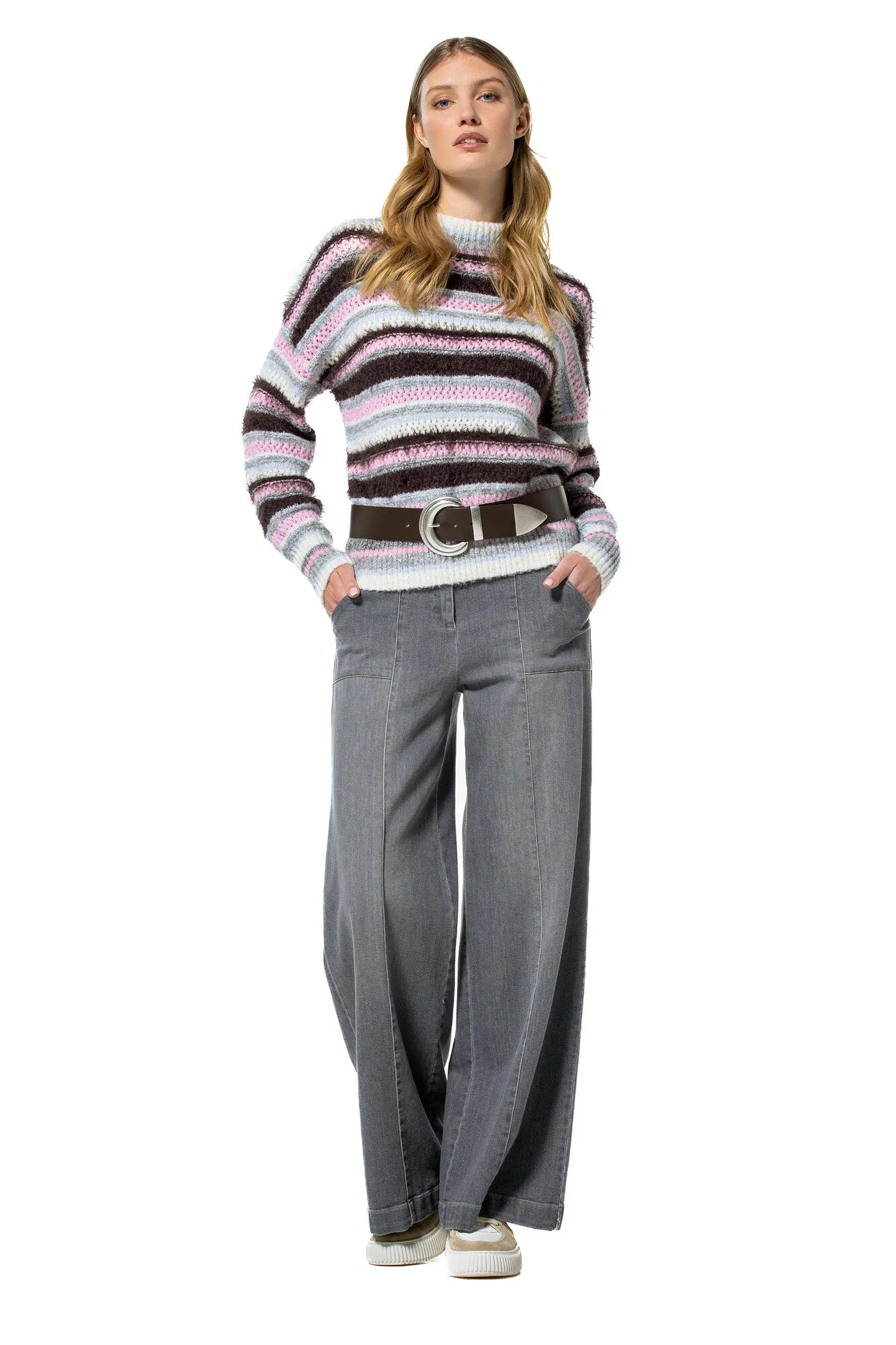 Caroline Biss MULTICOLOR STRIPED PULLOVER