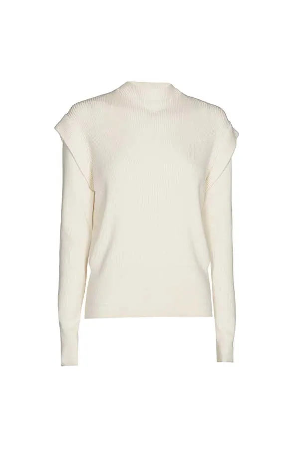 Caroline Biss WHITE RIB-KNIT PULLOVER