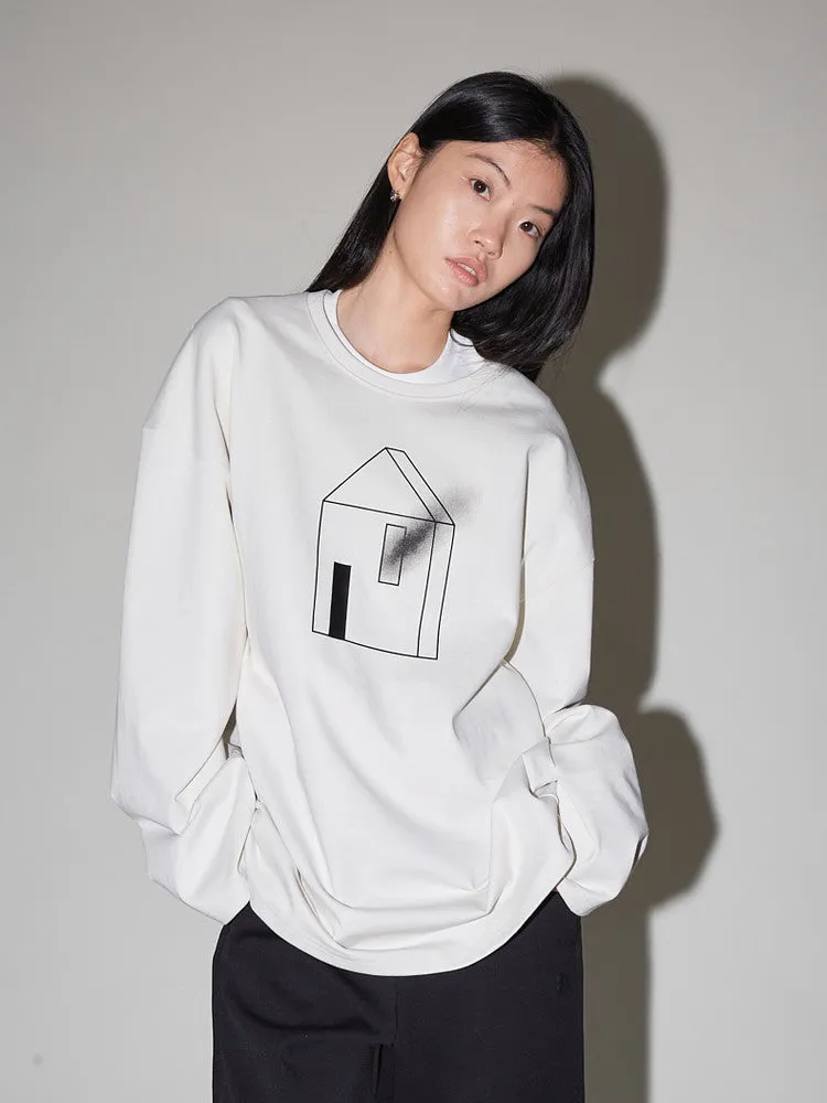 Casual Crew-Neck Spray House Unique Pullover