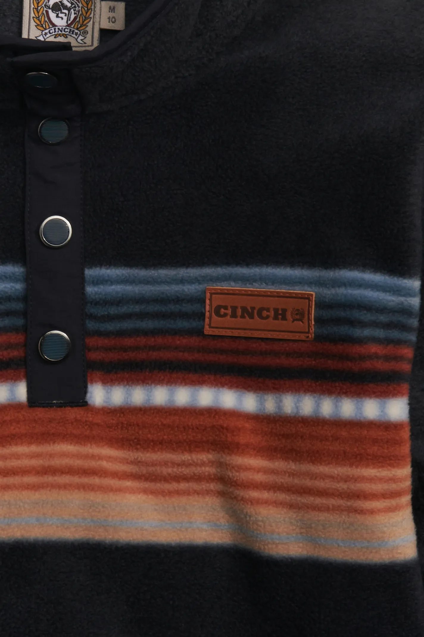 Cinch Boy's Navy & Serape Stripe 1/3 Snap Polar Fleece Pullover