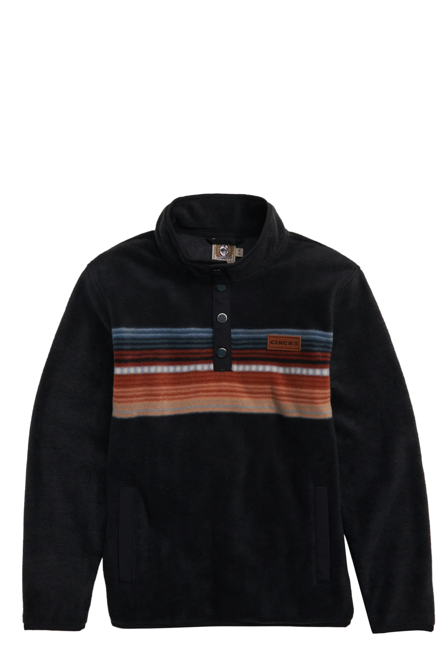 Cinch Boy's Navy & Serape Stripe 1/3 Snap Polar Fleece Pullover