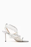 Crystal-embellished 85 Sandals in Metallic Leather