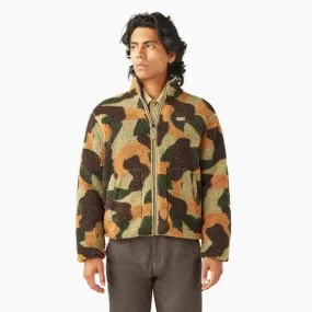 Dickies Relaxed Fit High Pile Fleece Camo Jacket Imperial Green