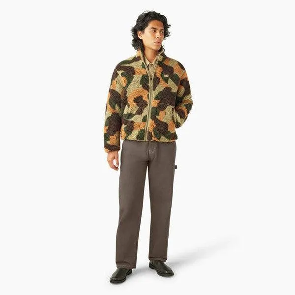 Dickies Relaxed Fit High Pile Fleece Camo Jacket Imperial Green