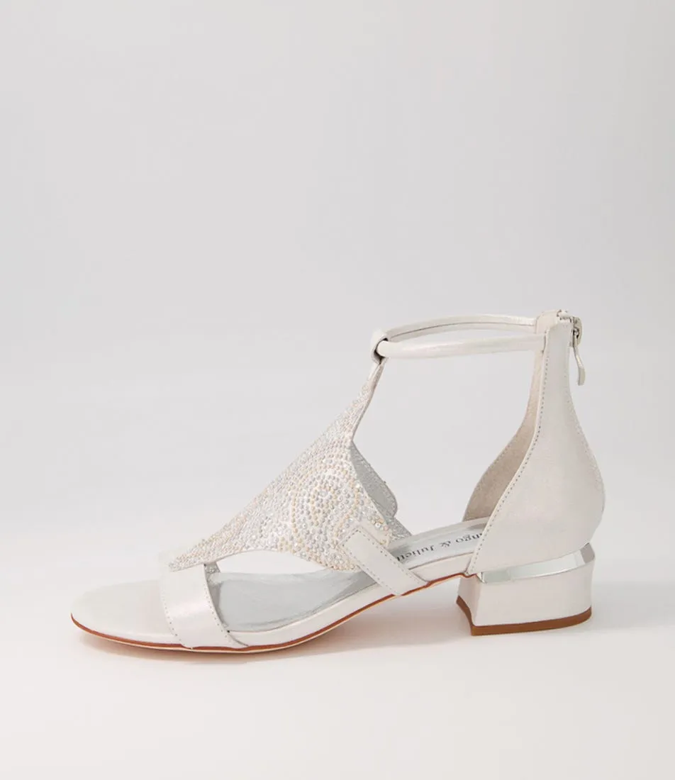 DJANGO & JULIETTE Tomika White Shimmer Mix Sandals