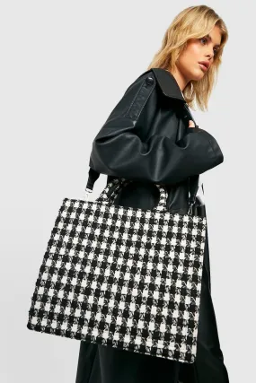 Dog Tooth Oversized Structured Tote