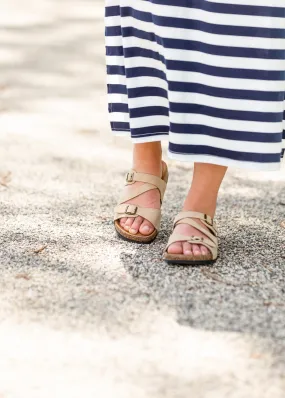 Double Buckle Taupe Slide Sandals - FINAL SALE