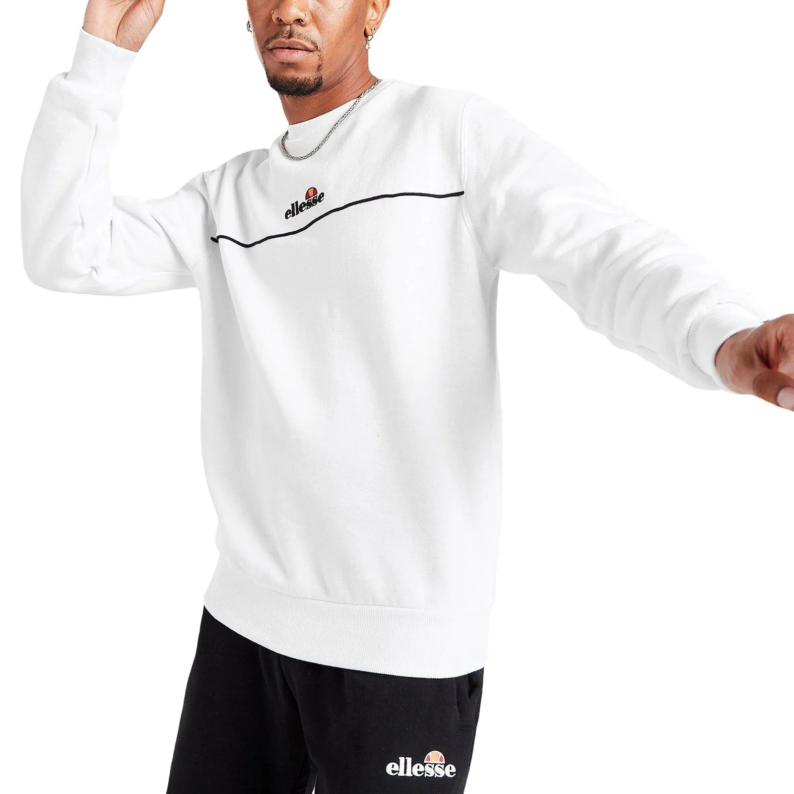 Ellesse Mens Westerby Pullover Crew Neck Sweatshirt - White