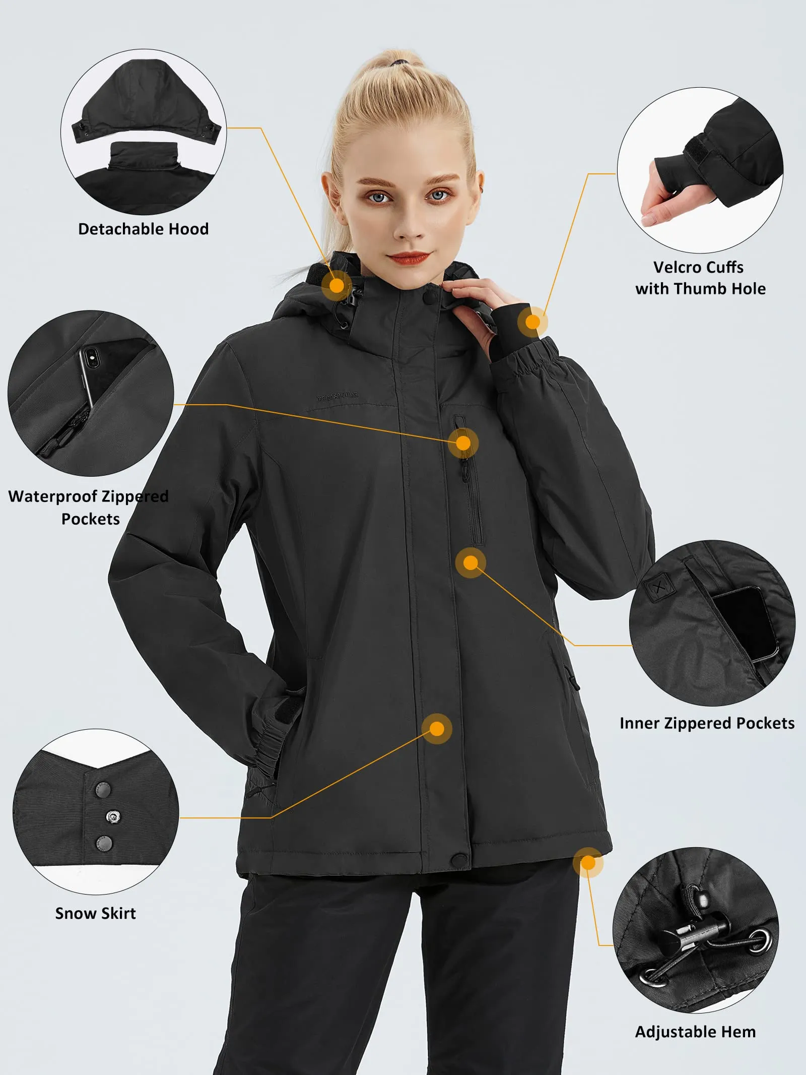 ETHEREAL Women's Waterproof Ski Snow Jacket