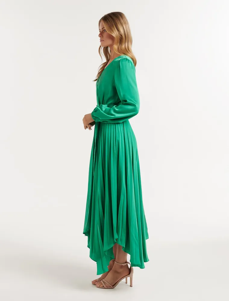 EverNew Ellery Pleated Wrap Midi Dress