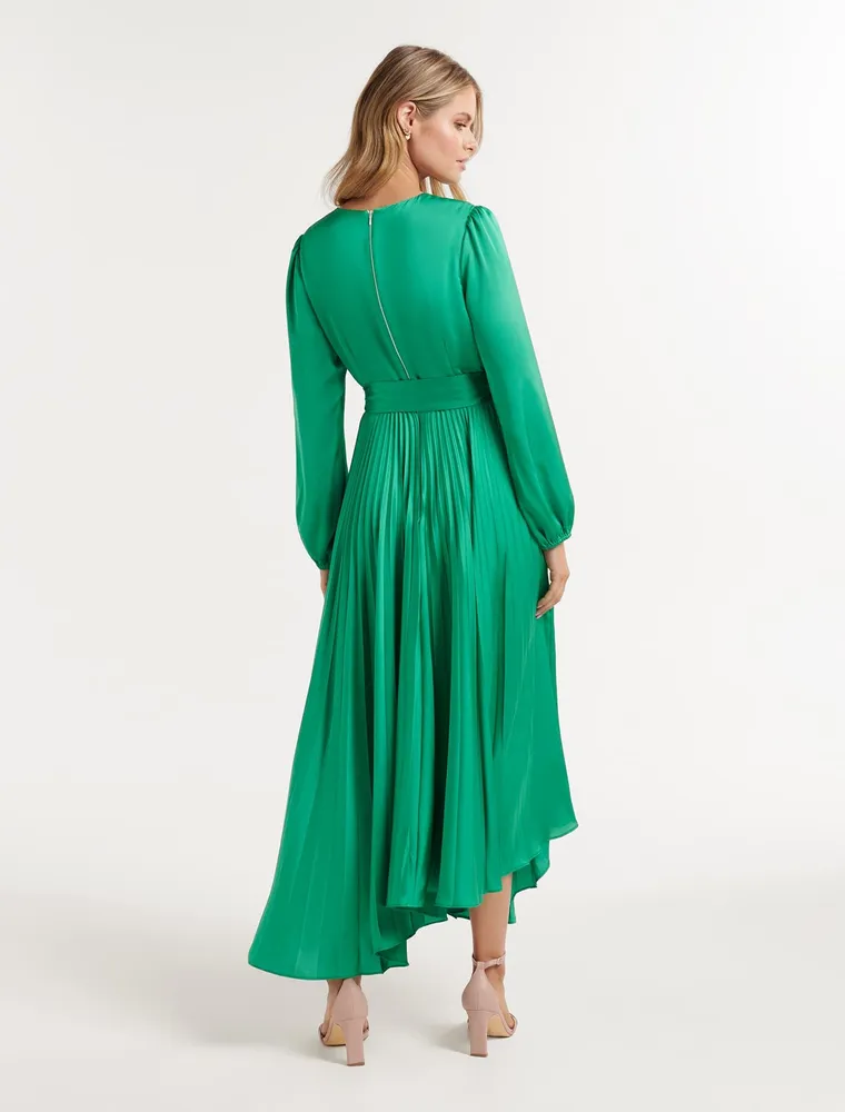 EverNew Ellery Pleated Wrap Midi Dress