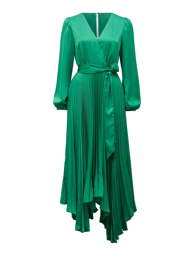 EverNew Ellery Pleated Wrap Midi Dress