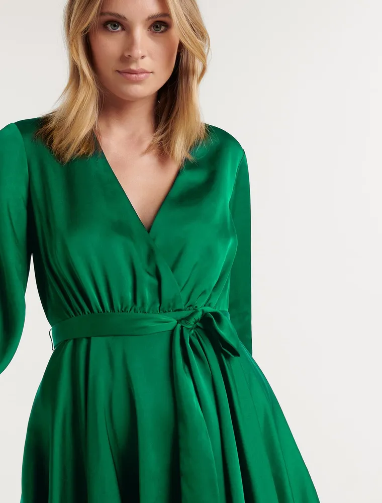 EverNew Tiffany Petite Asymmetrical-Hem Wrap Mini Dress