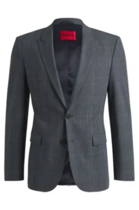 Extra-slim-fit jacket in checked performance-stretch fabric