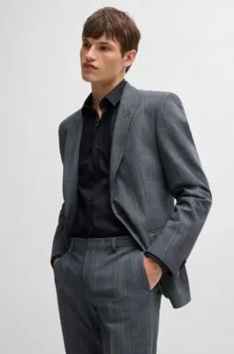 Extra-slim-fit jacket in checked performance-stretch fabric