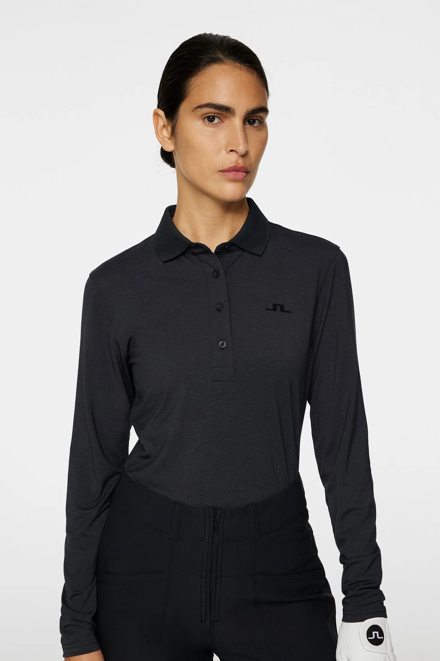 Flor Long Sleeve Polo / Black